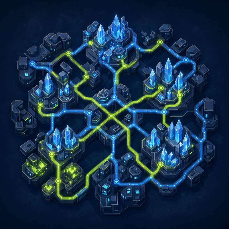 Carte stylisée des districts lumineux de Lumenveil
